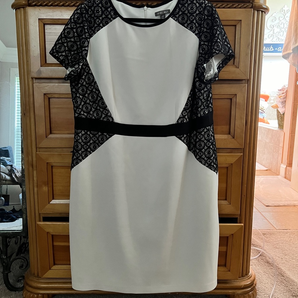 Roz & Ali Elegant Black and White Lace Midi Dress Sz 18w